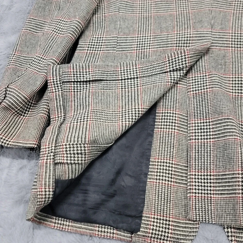 Vintage 80s Redwood Ross Blazer Mens 42S‎ Gray Plaid Wool Tweed Sport Coat